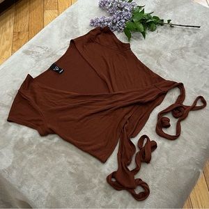 WINDSOR Brown Wrap-Tie Top